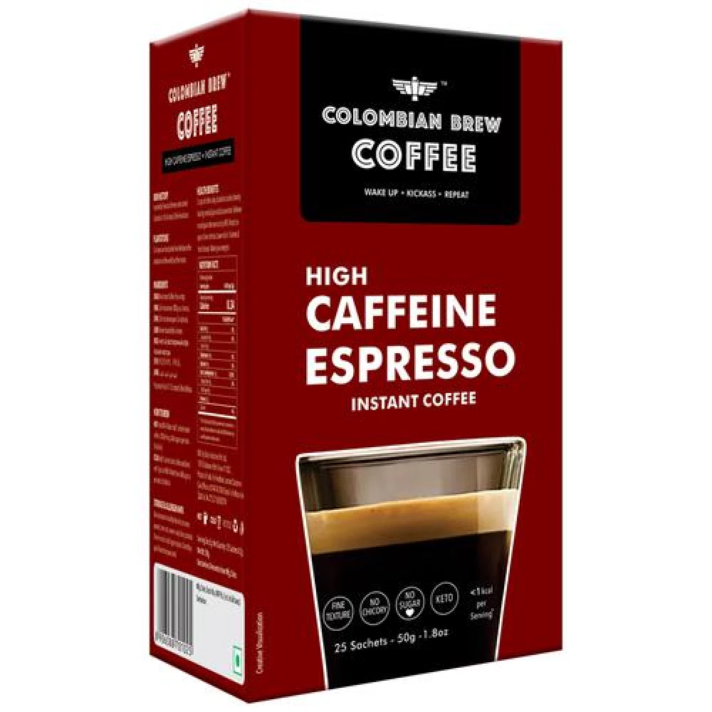 Colombian Brew Coffee Instant Coffee Powder - High Caffeine Espresso, 50 g (25 Sachets)-7.webp